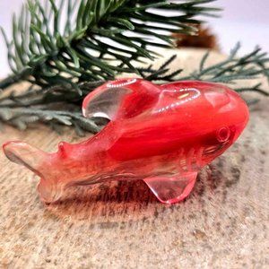 Unique Red Smelt Quartz Cute Shark Decor Figure